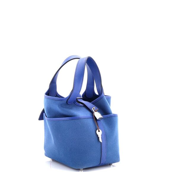 Hermes Cargo Picotin Lock Bag Canvas and Swift PM Blue - Picture 2 of 8